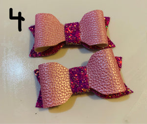 Hallie and Moo hand made hair bows / hair clips with Aligator clips set 2
