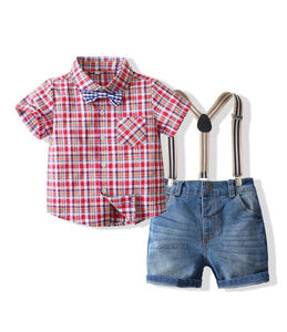 Boys checked suspender set