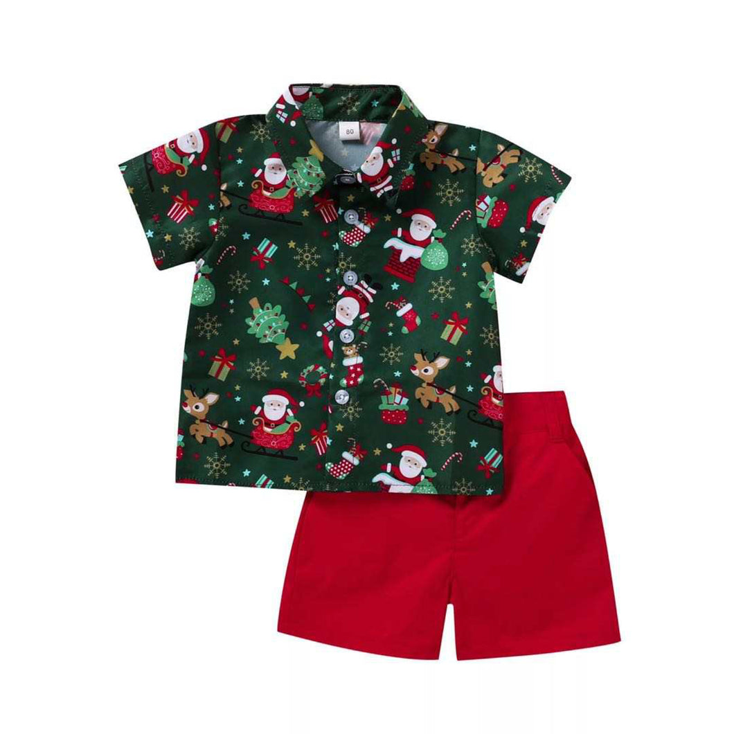 Boys green and red Christmas set