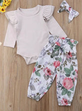 Load image into Gallery viewer, Three piece grey/light brown floral set
